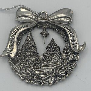 1993 Aitkens Pewter Merry Christmas Ornament #0677 - Made in Canada